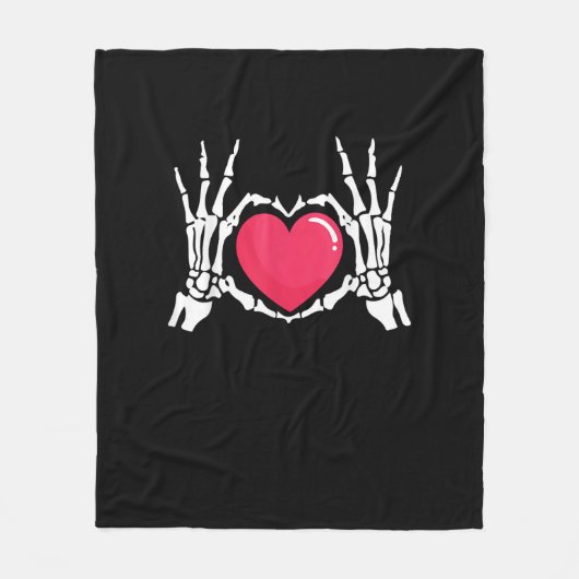 Skeleton Hand Heart Halloween Fleece Deken (Voorkant)