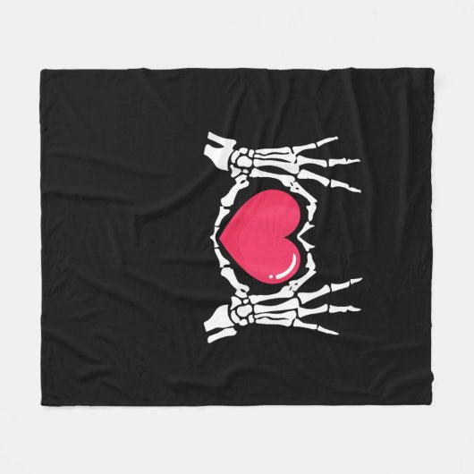 Skeleton Hand Heart Halloween Fleece Deken (Voorkant (Horizontaal))