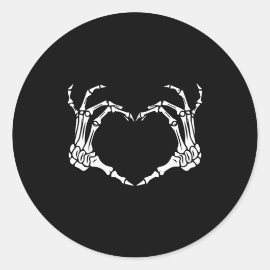 Skeleton Hand Heart Halloween Funny Bones Love Ronde Sticker (Voorkant)