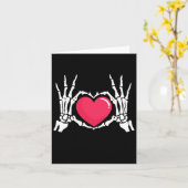Skeleton Hand Heart Halloween Kaart (Gele Bloem)