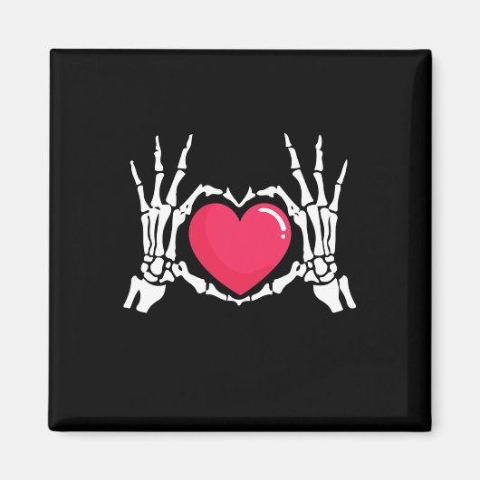 Skeleton Hand Heart Halloween Magneet (Voorkant)