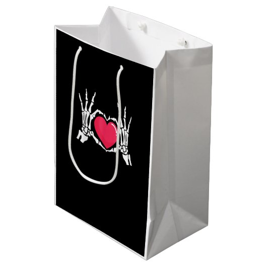 Skeleton Hand Heart Halloween Medium Cadeauzakje (Voorkant Gekanteld)