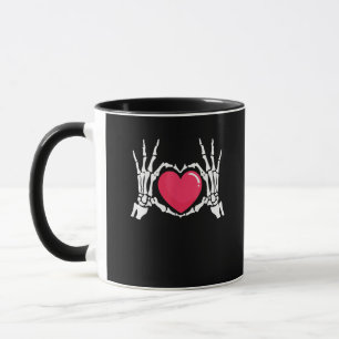 Skeleton Hand Heart Halloween Mok