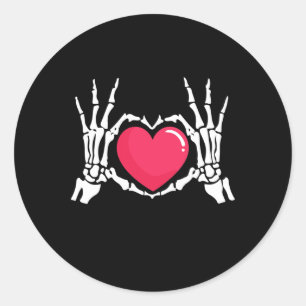 Skeleton Hand Heart Halloween Ronde Sticker