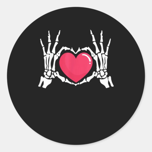 Skeleton Hand Heart Halloween Ronde Sticker (Voorkant)