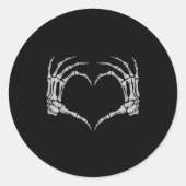 Skeleton Hand Heart Halloween Valentines Matching  Ronde Sticker (Voorkant)