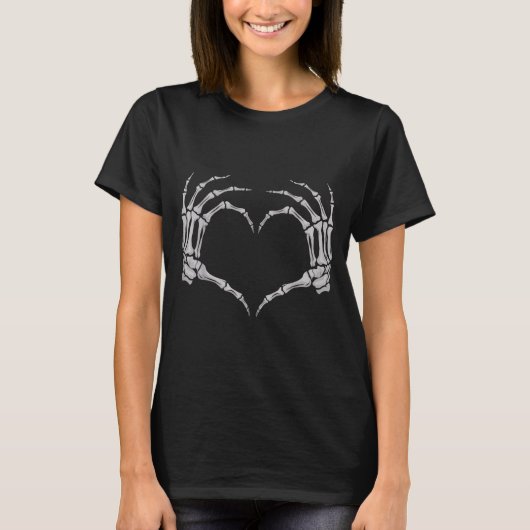 Skeleton Hand Heart Halloween Valentines Matching  T-shirt (Voorkant)