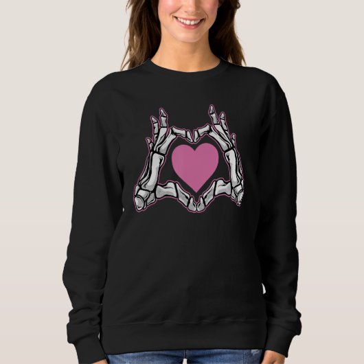 Skeleton Hand Heart Love Sign Bones   Halloween Co Trui (Voorkant)