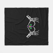 Skeleton Hand Heart Mardi Gras Fleece Deken (Voorkant (Horizontaal))