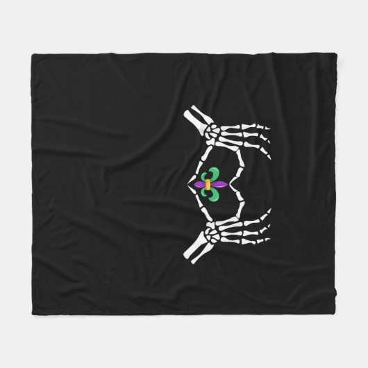 Skeleton Hand Heart Mardi Gras Fleece Deken (Voorkant (Horizontaal))
