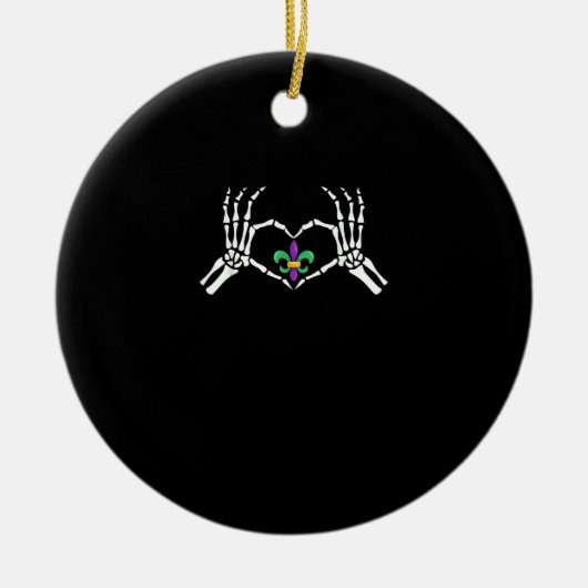 Skeleton Hand Heart Mardi Gras Keramisch Ornament (Voorkant)