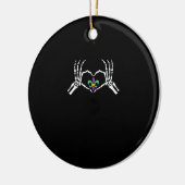 Skeleton Hand Heart Mardi Gras Keramisch Ornament (Links)