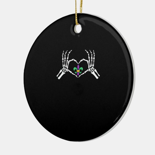 Skeleton Hand Heart Mardi Gras Keramisch Ornament (Links)