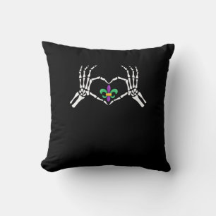 Skeleton Hand Heart Mardi Gras Kussen