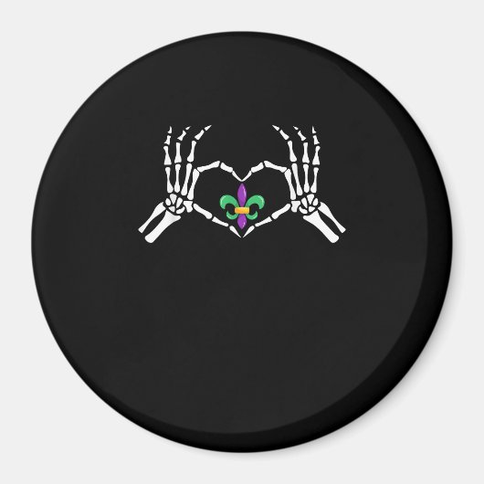 Skeleton Hand Heart Mardi Gras Magneet (Voorkant)