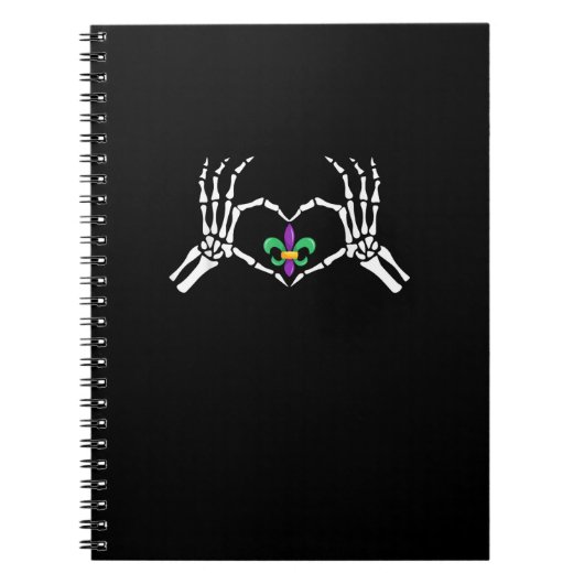 Skeleton Hand Heart Mardi Gras Notitieboek (Voorkant)
