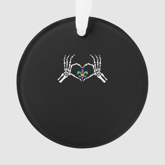 Skeleton Hand Heart Mardi Gras Ornament (voorkant)