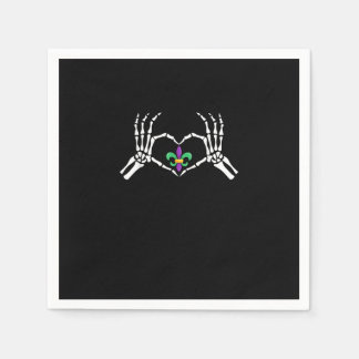 Skeleton Hand Heart Mardi Gras Servet