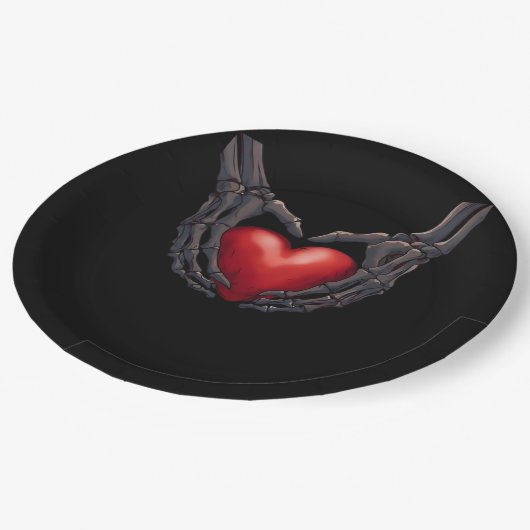 Skeleton Hand Heart Papieren Bordje (Gekanteld)