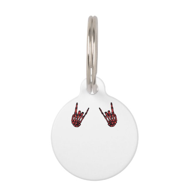 Skeleton Hand Heart Roll & Red Classic Huisdierpenning (Voorkant)