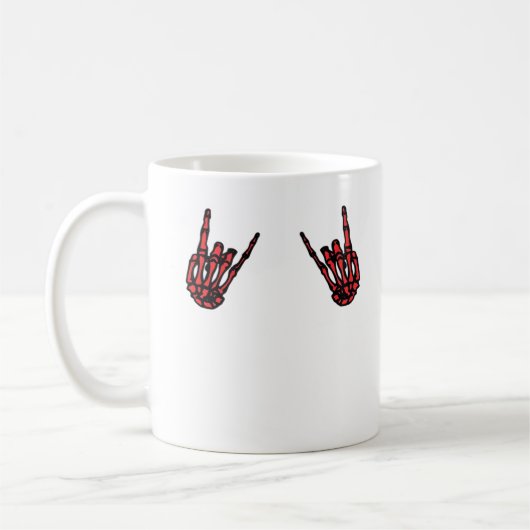 Skeleton Hand Heart Roll & Red Classic Koffiemok (Links)
