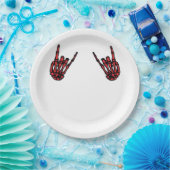 Skeleton Hand Heart Roll & Red Classic Papieren Bordje (Feest)