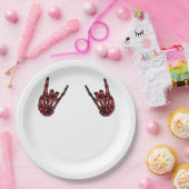 Skeleton Hand Heart Roll & Red Classic Papieren Bordje (Feest)