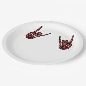 Skeleton Hand Heart Roll & Red Classic Papieren Bordje (Gekanteld)