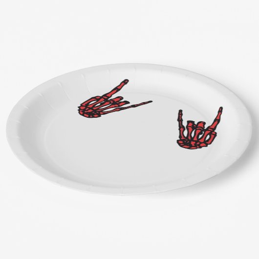 Skeleton Hand Heart Roll & Red Classic Papieren Bordje (Gekanteld)