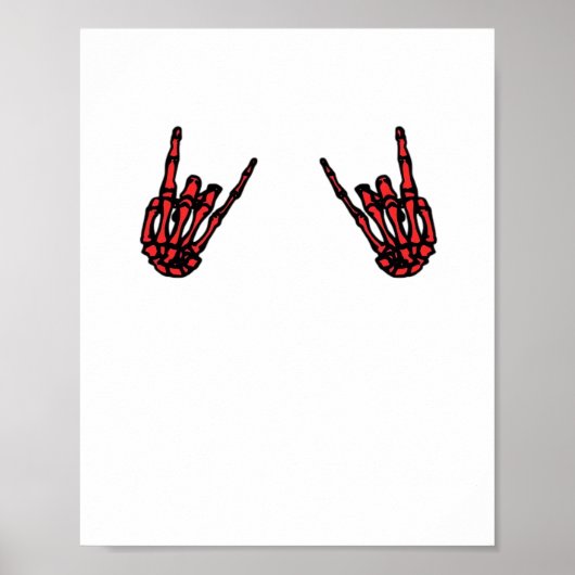 Skeleton Hand Heart Roll & Red Classic Poster (Voorkant)