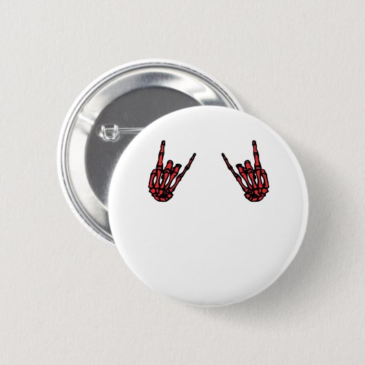 Skeleton Hand Heart Roll & Red Classic Ronde Button 5,7 Cm (Voorkant /achterkant)