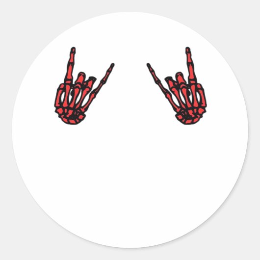 Skeleton Hand Heart Roll & Red Classic Ronde Sticker (Voorkant)