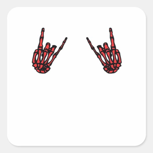 Skeleton Hand Heart Roll & Red Classic Vierkante Sticker (Voorkant)