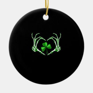 Skeleton Hand Heart Shamrock St Patricks Day Paddy Keramisch Ornament