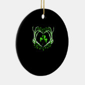 Skeleton Hand Heart Shamrock St Patricks Day Paddy Keramisch Ornament (Rechts)