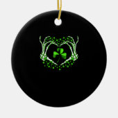 Skeleton Hand Heart Shamrock St Patricks Day Paddy Keramisch Ornament (Voorkant)