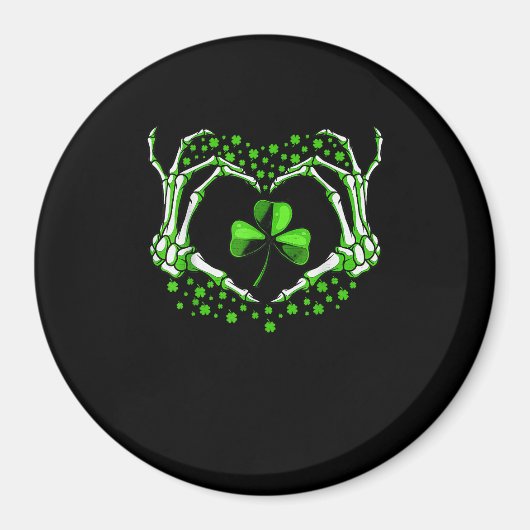 Skeleton Hand Heart Shamrock St Patricks Day Paddy Magneet (Voorkant)