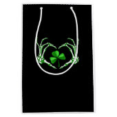 Skeleton Hand Heart Shamrock St Patricks Day Paddy Medium Cadeauzakje (Voorkant)