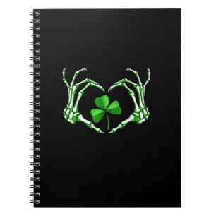 Skeleton Hand Heart Shamrock St Patricks Day Paddy Notitieboek