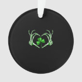 Skeleton Hand Heart Shamrock St Patricks Day Paddy Ornament (voorkant)