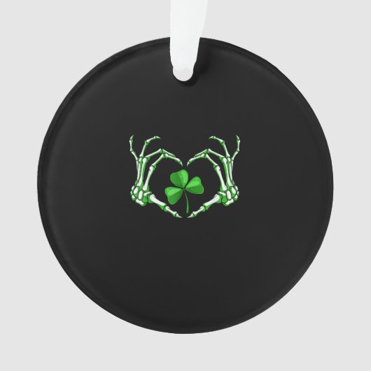 Skeleton Hand Heart Shamrock St Patricks Day Paddy Ornament (voorkant)