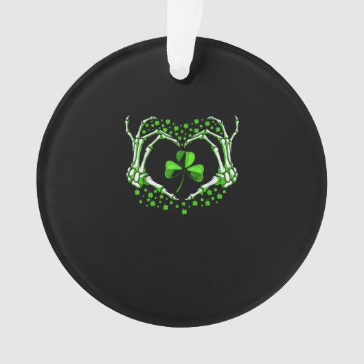 Skeleton Hand Heart Shamrock St Patricks Day Paddy Ornament (voorkant)