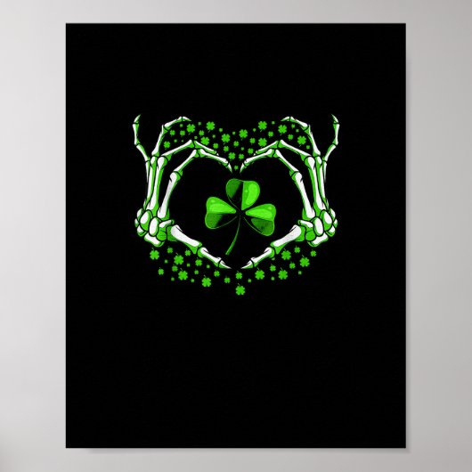 Skeleton Hand Heart Shamrock St Patricks Day Paddy Poster (Voorkant)
