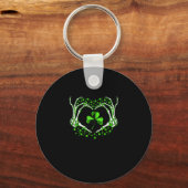 Skeleton Hand Heart Shamrock St Patricks Day Paddy Sleutelhanger (Voorkant)