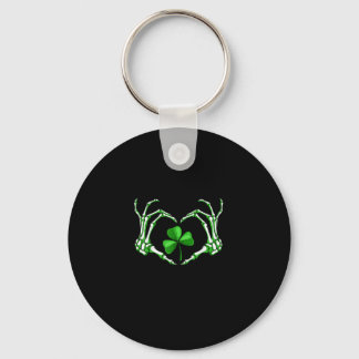 Skeleton Hand Heart Shamrock St Patricks Day Paddy Sleutelhanger