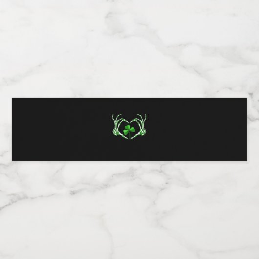 Skeleton Hand Heart Shamrock St Patricks Day Paddy Waterfles Etiket (Enkel label)