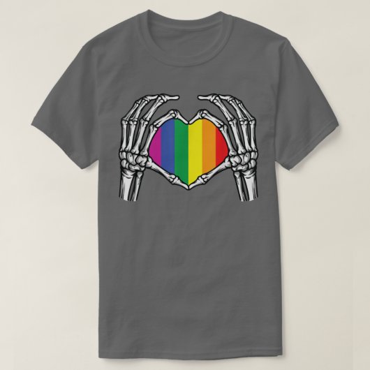 Skeleton Hand Heart Sign Bones Costume Funny LGBT T-shirt (Design voorkant)