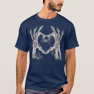 Skeleton Hand Heart Sign Botten Costume Funny Hall T-shirt