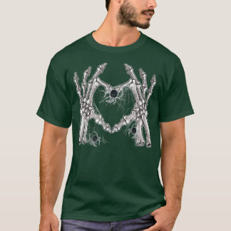 Skeleton Hand Heart Sign Botten Costume Funny Hall T-shirt