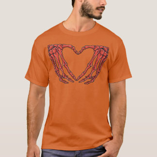 Skeleton Hand Heart Sign Botten Costume Funny Hall T-shirt